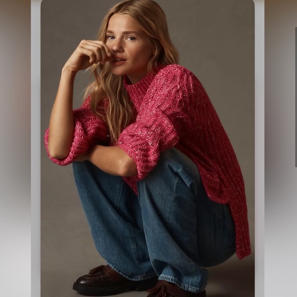 Anthropologie “Pilcro” Textured Tunic Sweater in Pink - Picture 4 of 9